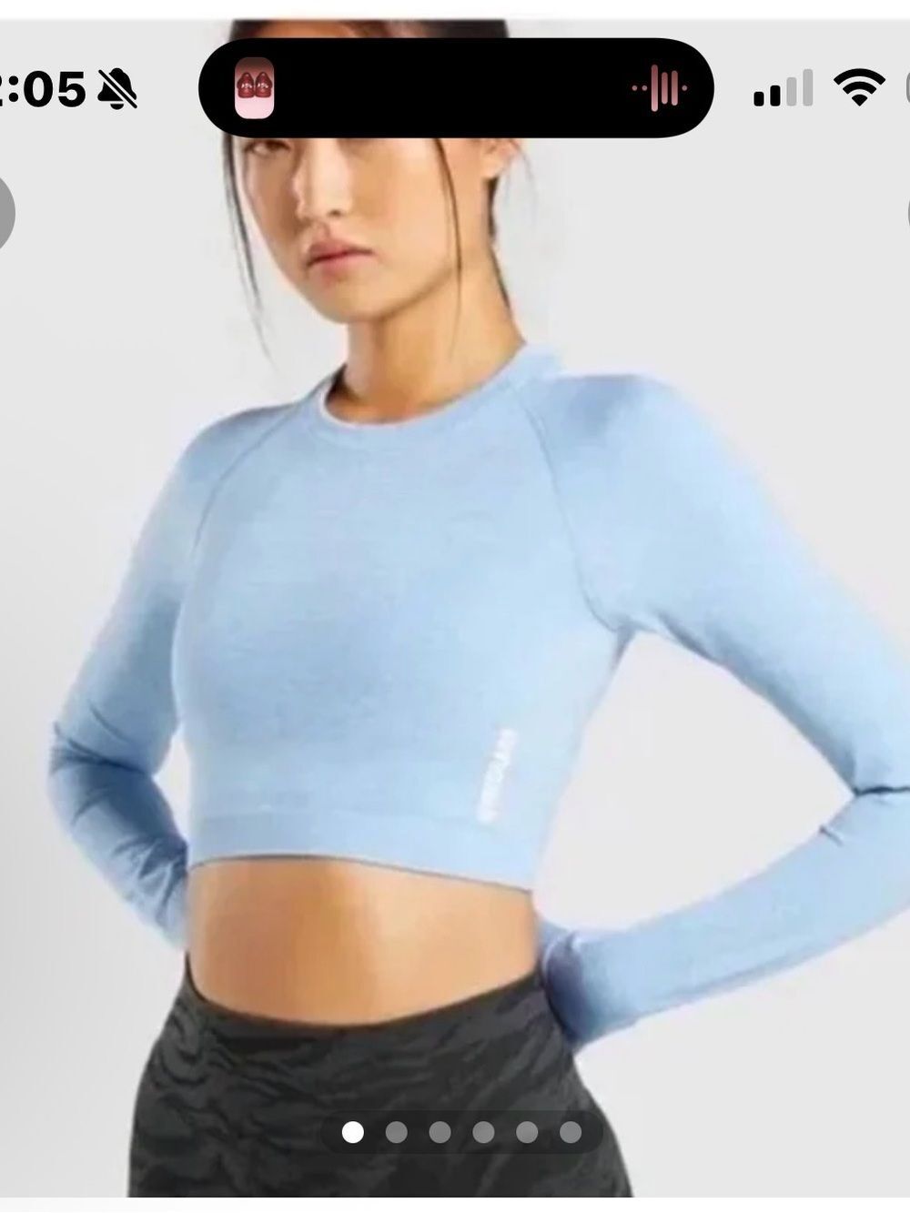 Gymshark Adapt Marl Blue Long Sleeve Crop Top Medium Med M NWOT